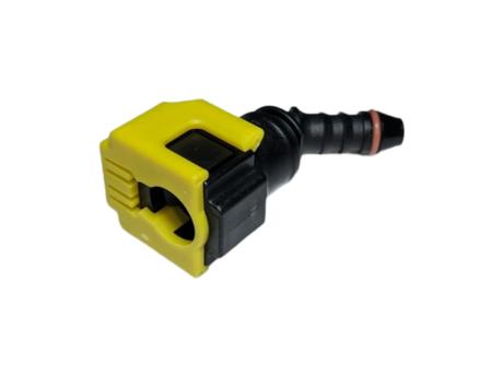 QC-11173 - CONECTOR 5/16 X 5/16 A 45░ - JEEP - FIAT - NEGRO/AMARILLO