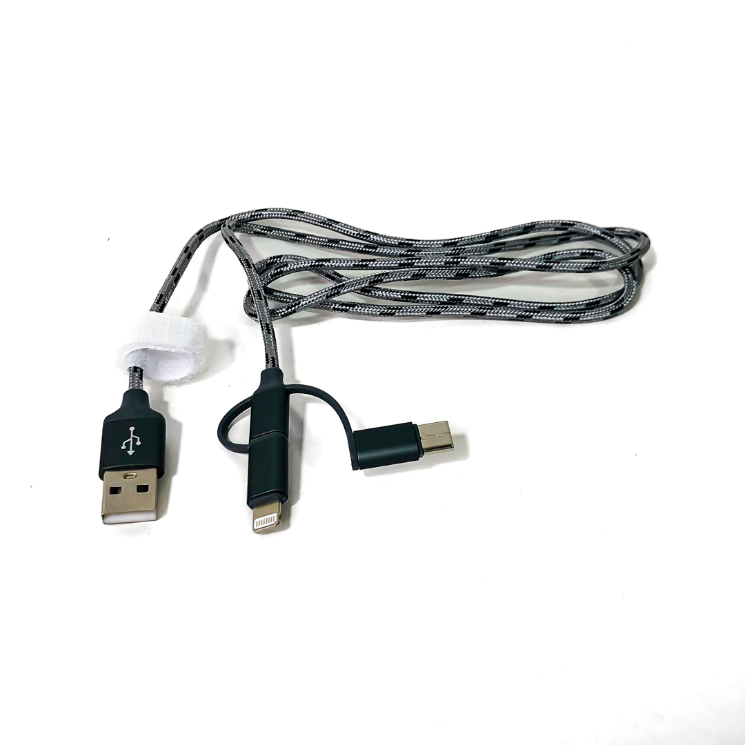 KB-CA6EN1IRO - CABLE CARGADOR 3 EN 1 DE 1.20 METROS: USB A MICRO USB -LIGHTING