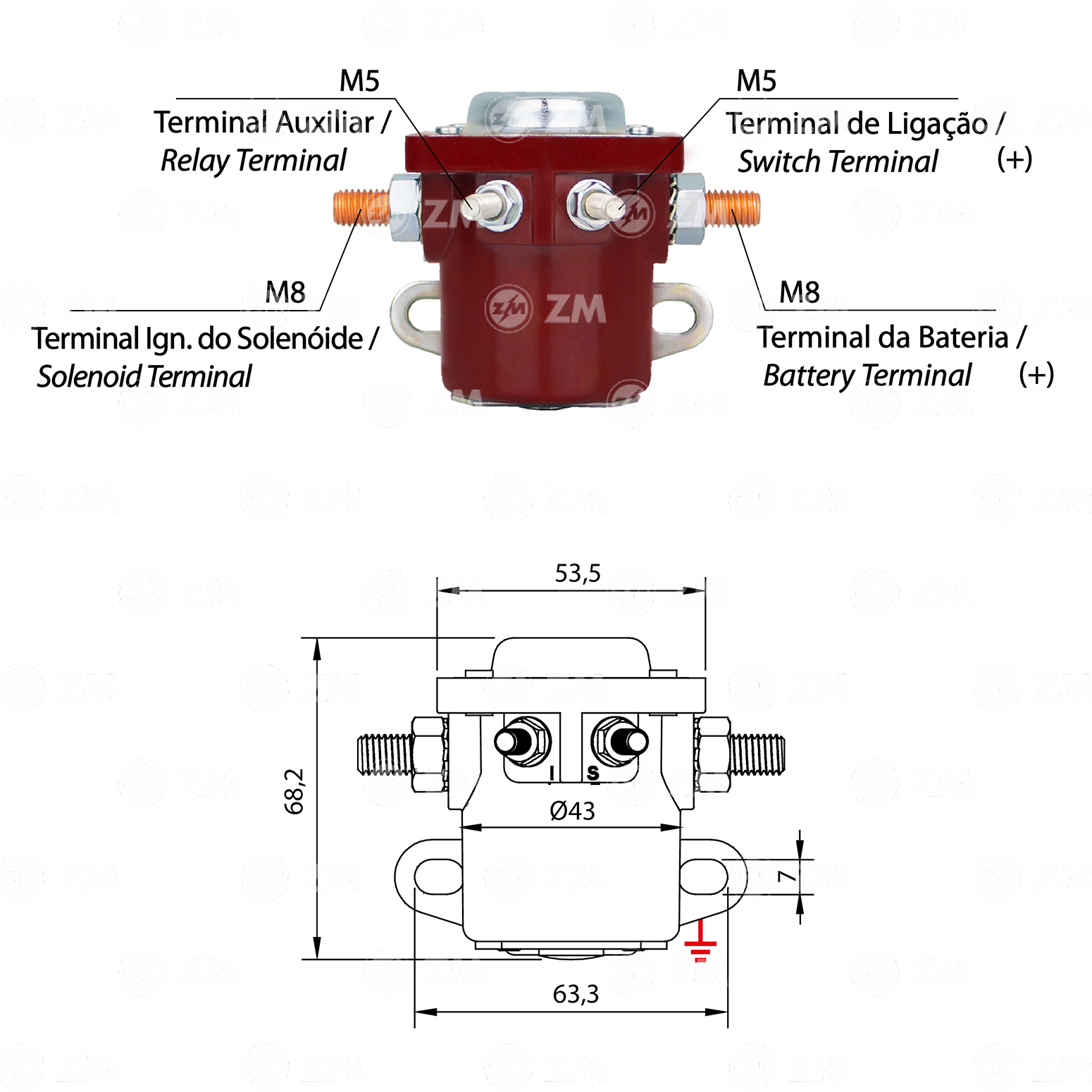 ZM 401 - SOLEN.12V AUXILIAR FORD - 2 SALIDAS